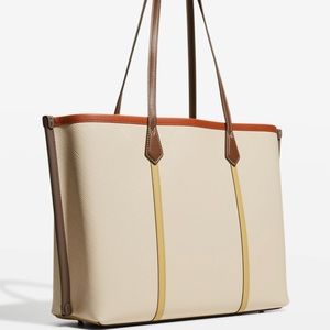 New with tags Tory Burch Perry color block triple compartment tote.